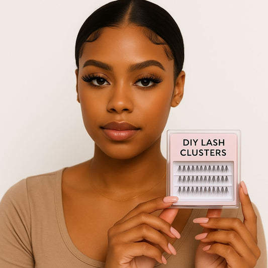 Woman holding a SB Boutique DIY lash extension.