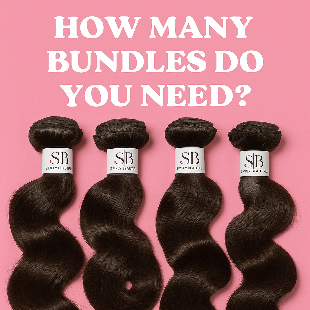 image shows the words how many bundles do you need and 4 bundles with SB Boutique label on it.  