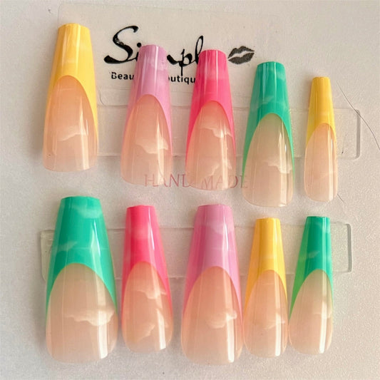 Rainbow Press On Nails