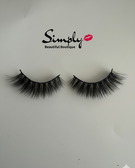 Diva Strip Lashes. Pair of false eyelashes on a white background with 'Simply Beautiful Boutique' branding.