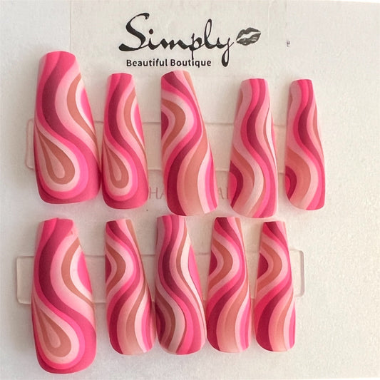 Pink Swirl Press On Nails