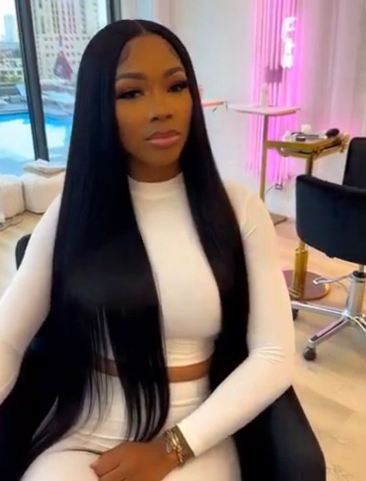 HD Lace Wig straight 100% raw human hair undetectable hairline silky texture