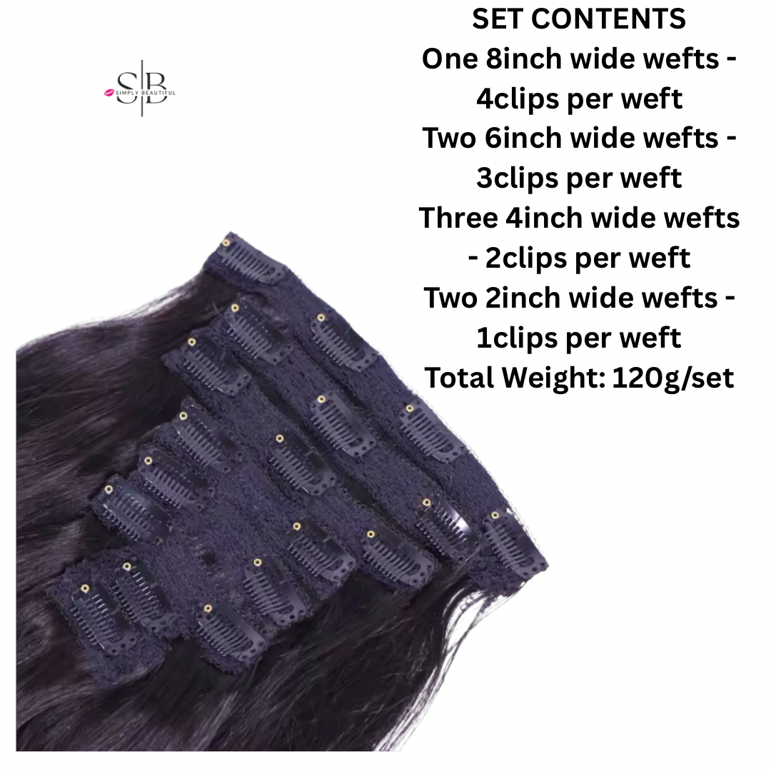100% Raw Human Hair Clip-In Extensions – Seamless Volume & Length SB Boutique
